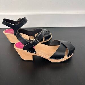 Women's Swedish Hasbeens Mirja clog sandals black